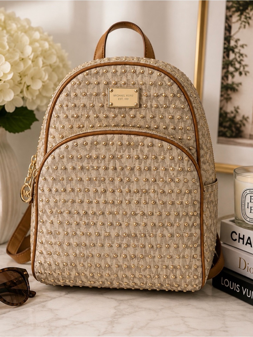 Michael Kors gold studded backpack